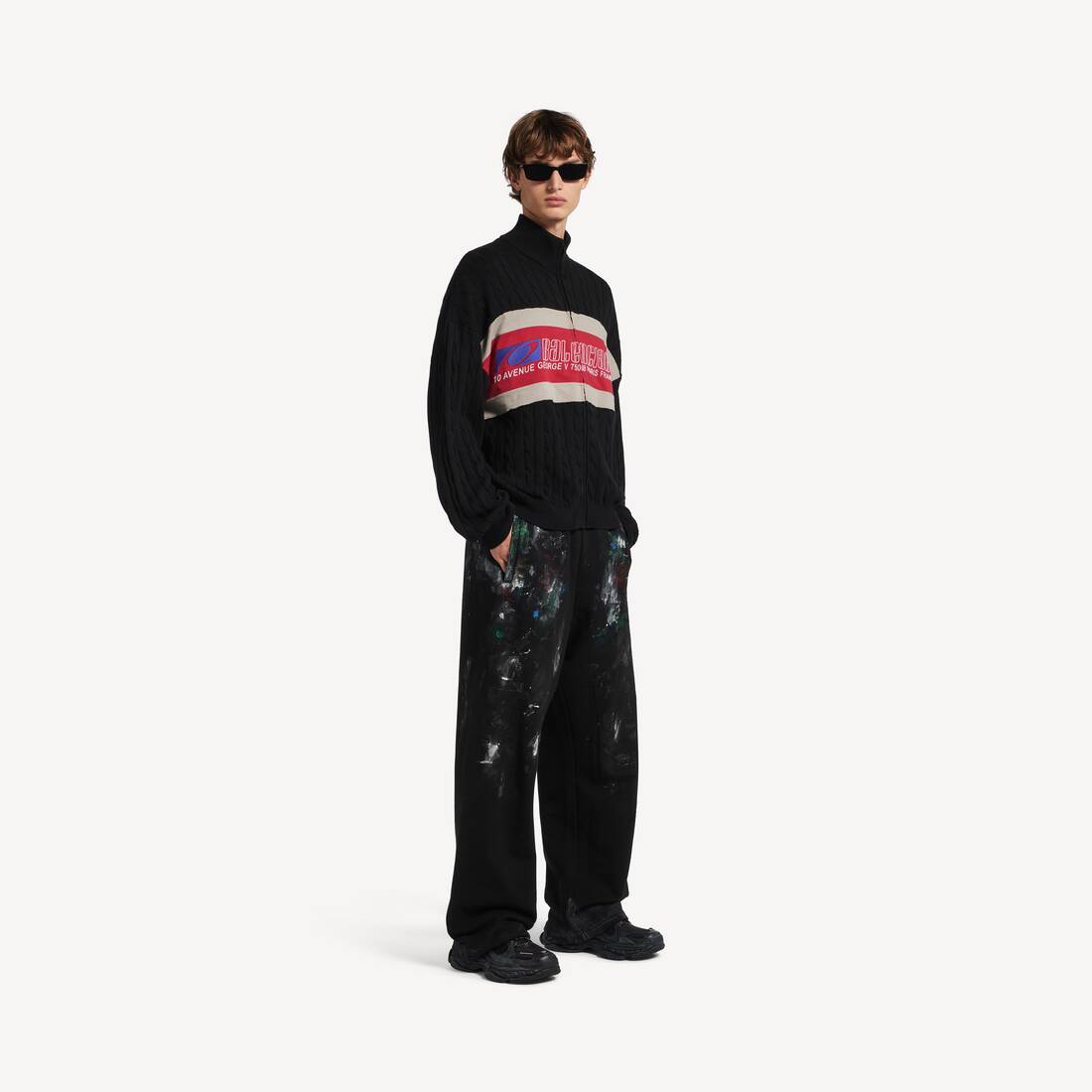 Pantalones de sudador holgados para hombre en negro