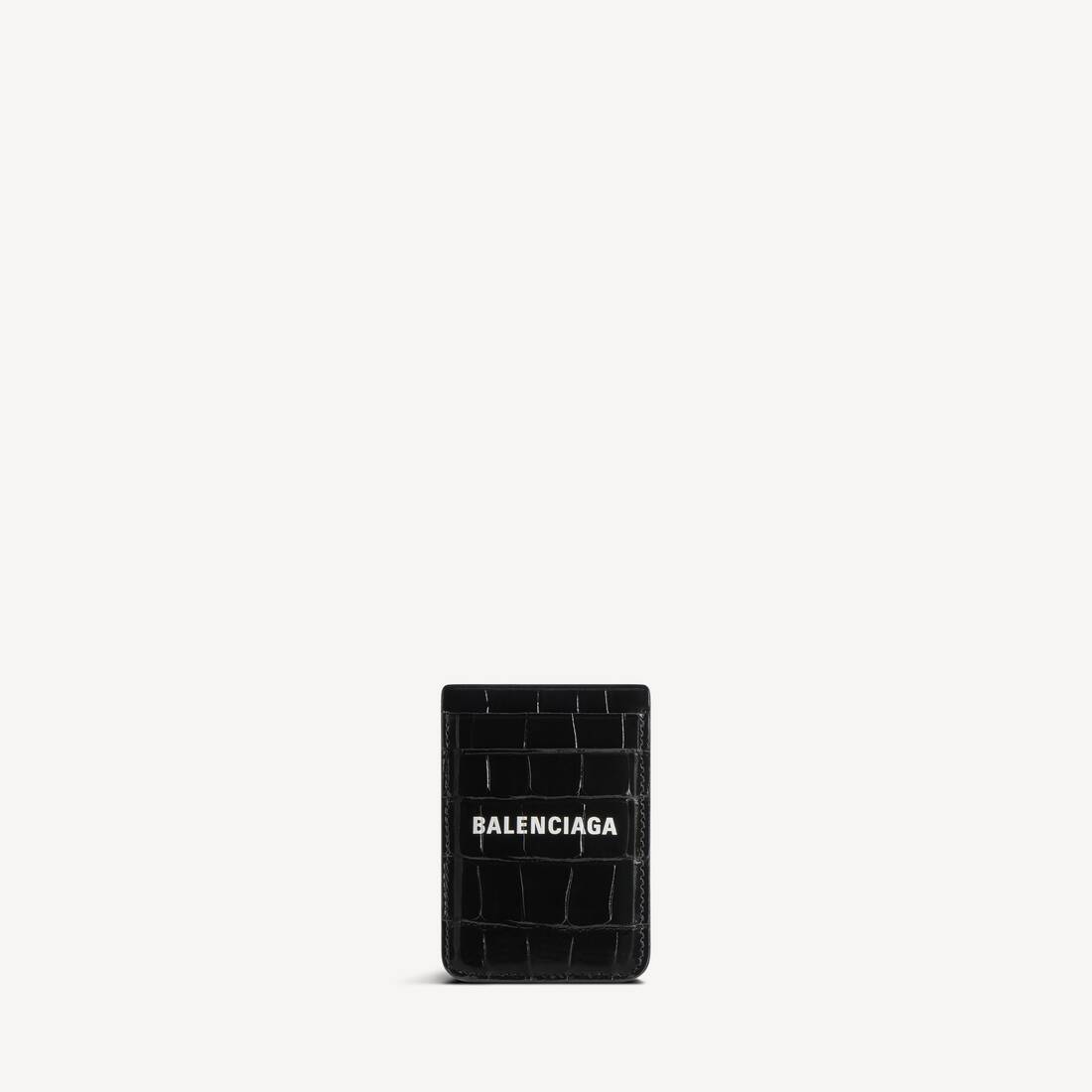 Porta tarjetas Cash Magnet para mujer con estampado de cocodrilo en negro/blanco