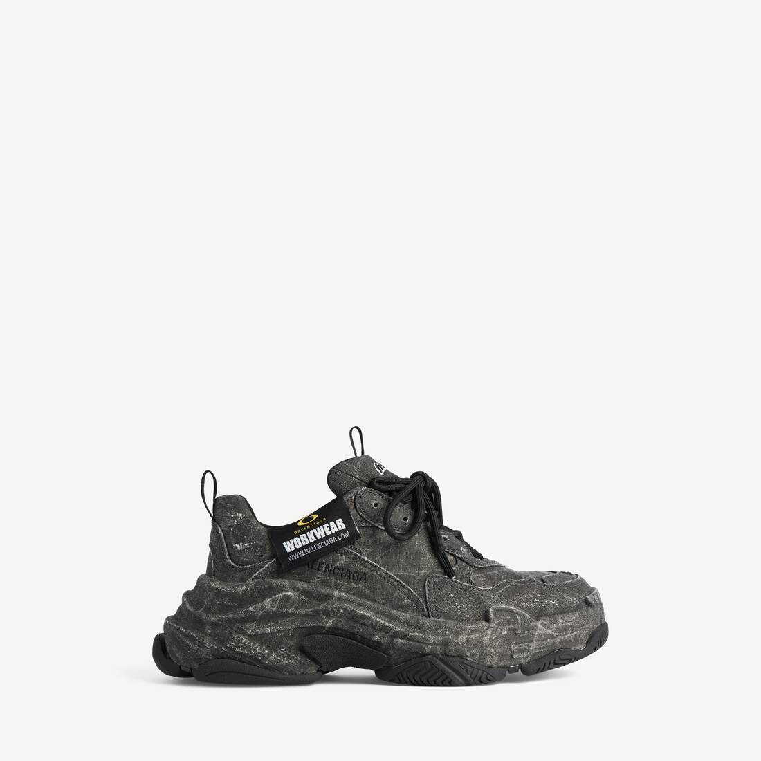 Zapatilla de lona Triple S para hombre en negro
