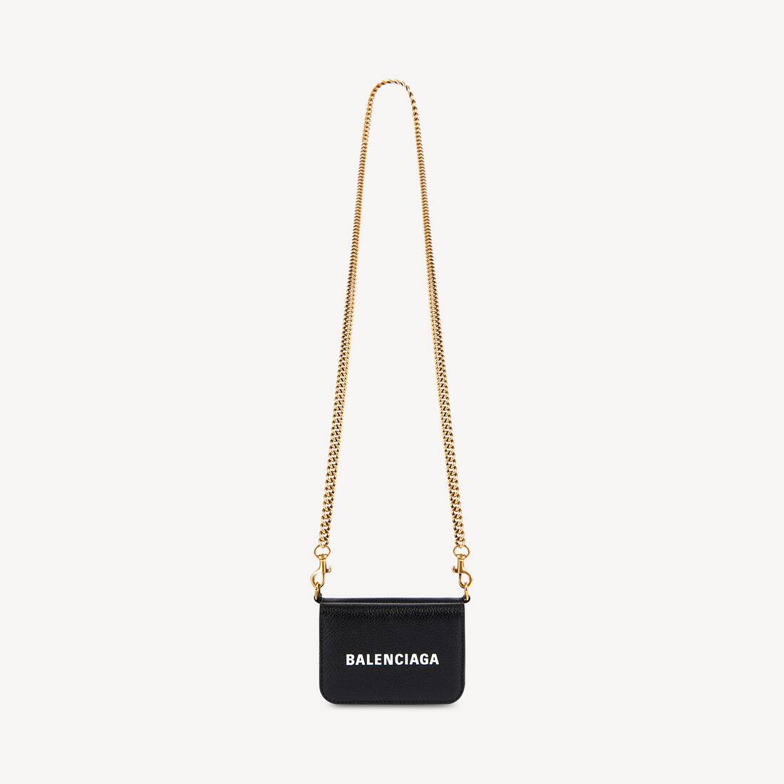 Billetera Mini de Dinero para Mujer con Cadena en Negro/Blanco