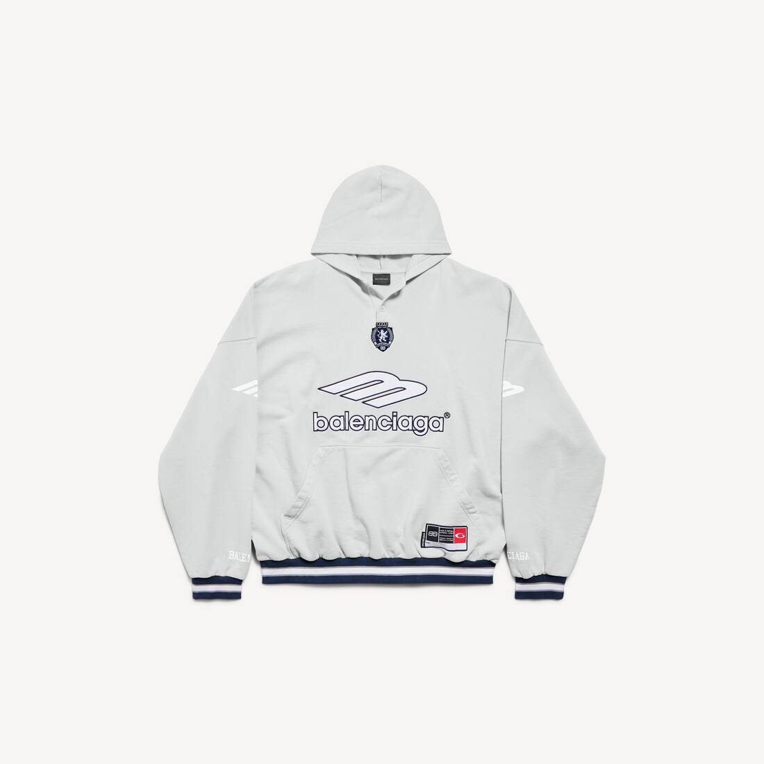 Hoodie de fútbol polo para hombre en gris/blanco