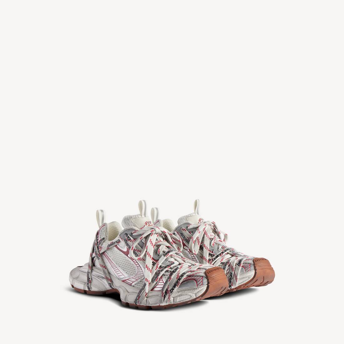 Zapatilla de hombre 3xl con logo de cordones extremos en beige/gris/rojo/marrón