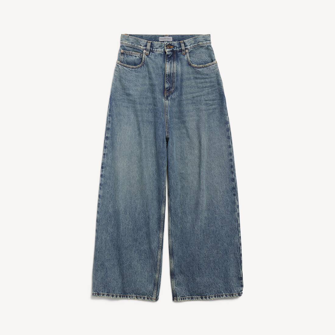 Pantalones vaqueros holgados de cintura baja para mujer en azul vintage sucio