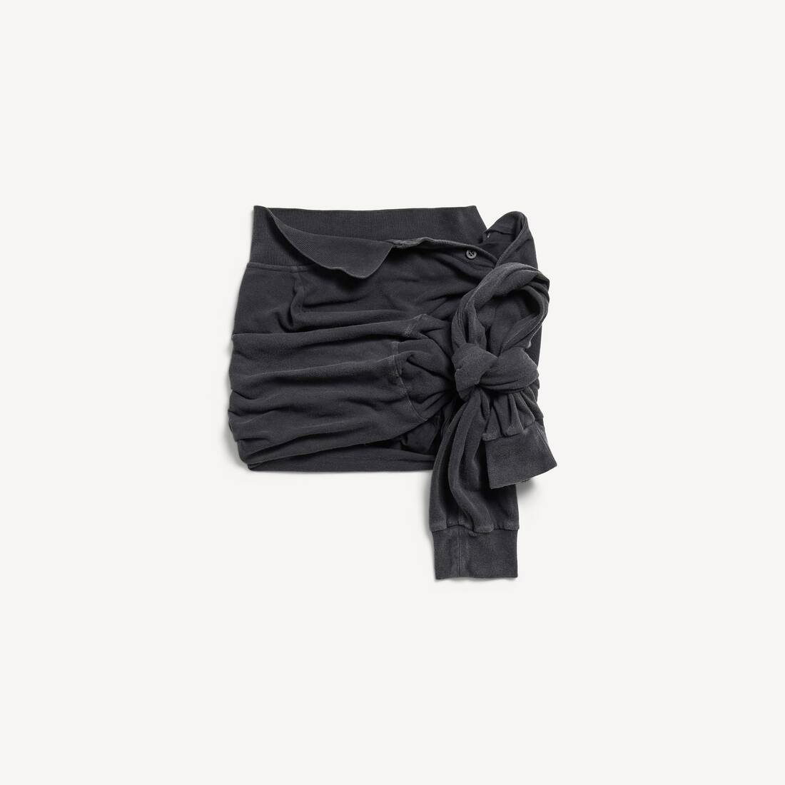 Falda de Polo con Nudo para Mujer en Negro Desgastado