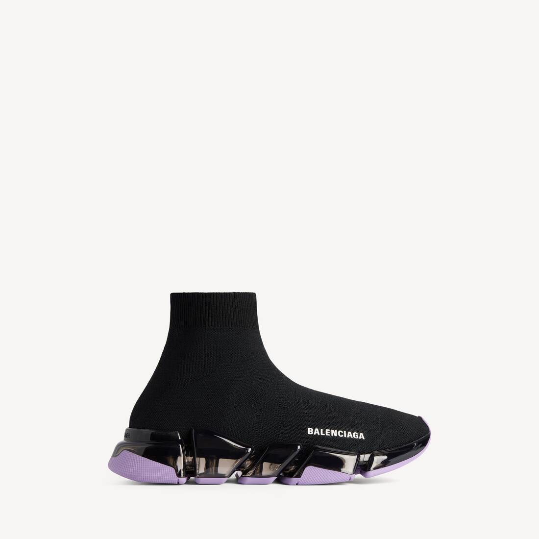 Zapatilla deportiva de punto reciclado con suela completa transparente Speed 2.0 para mujer en negro/lila