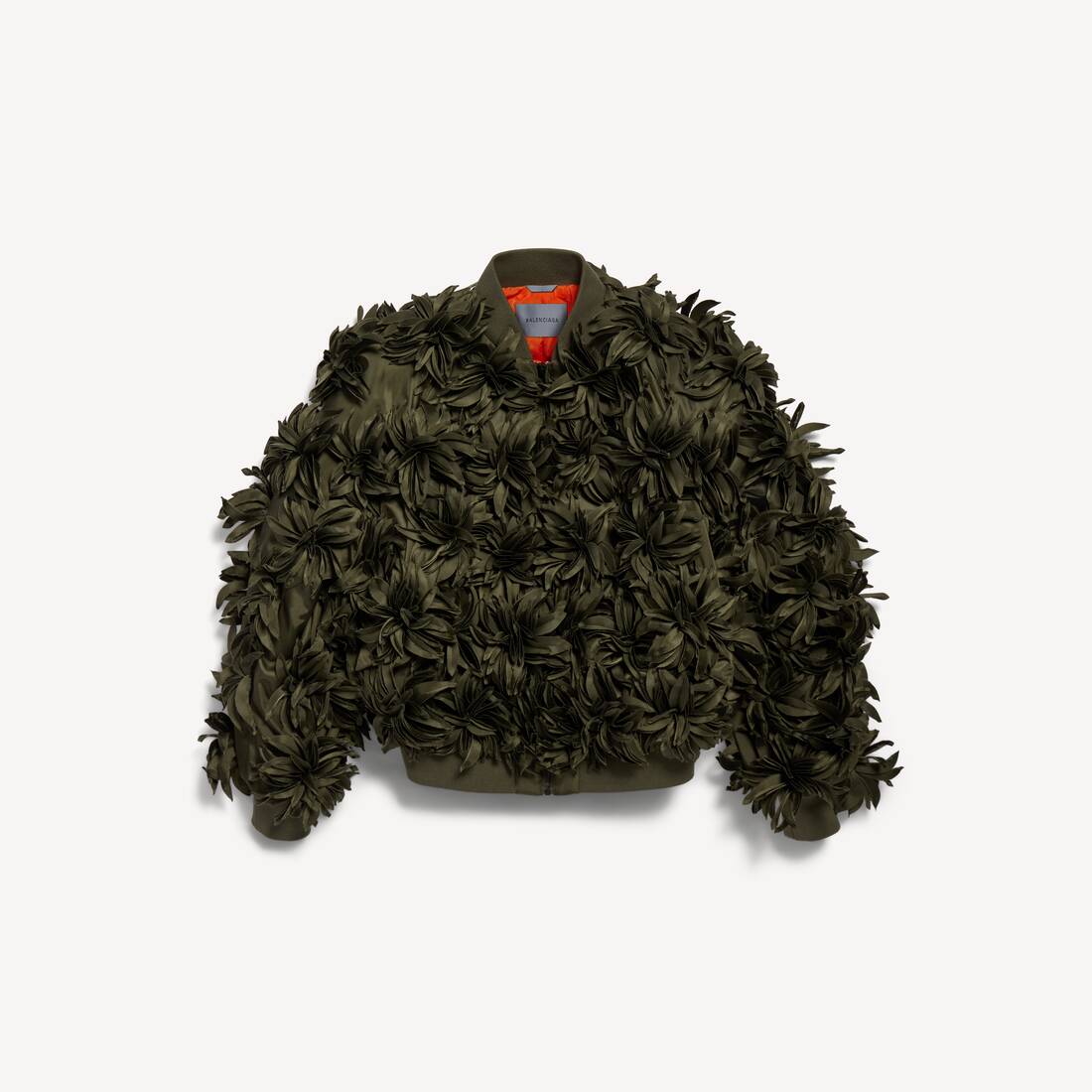 Bomber Cocoon de flores para mujer en kaki
