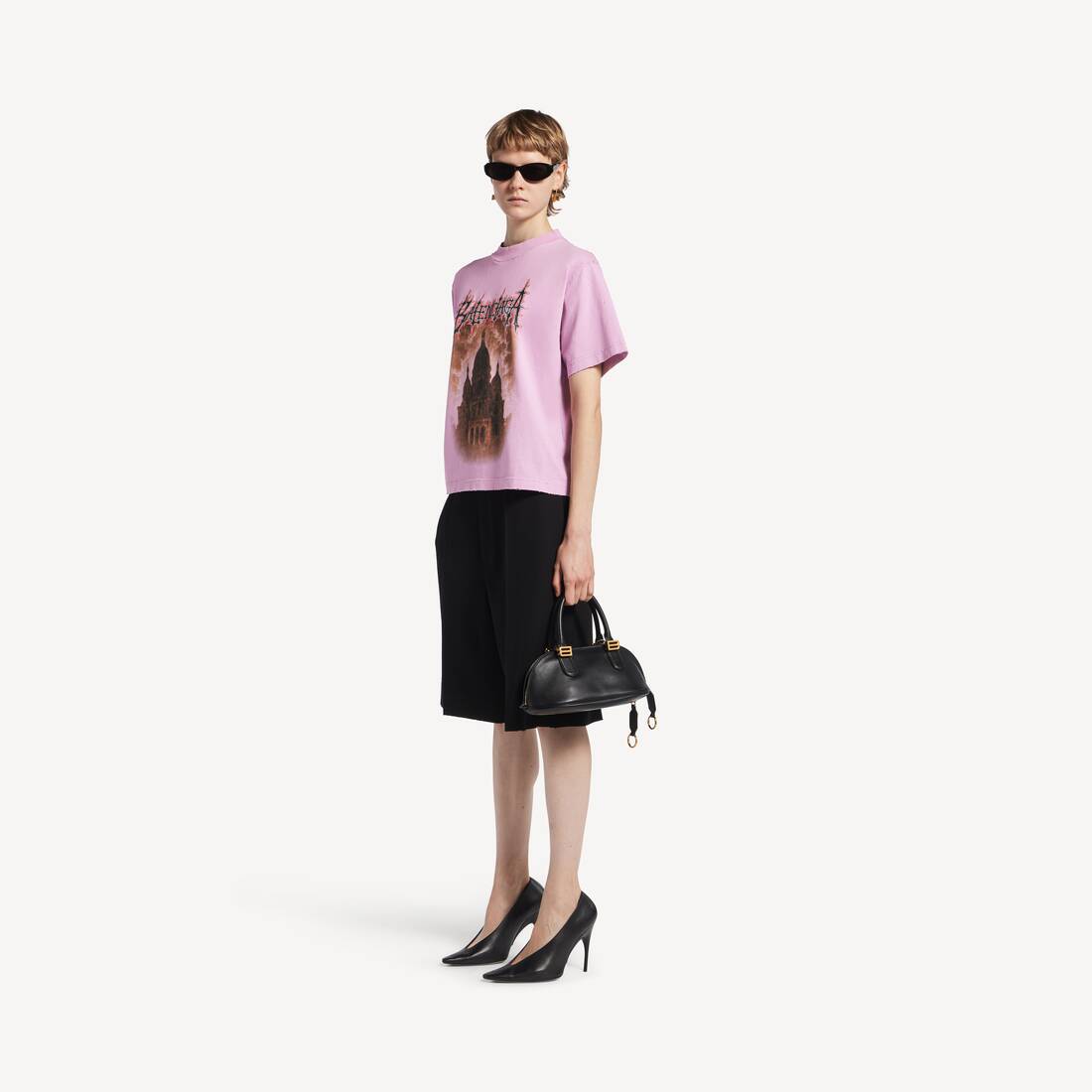 Camiseta Balenciaga Sacré Cœur para mujer, talla media, color rosa antiguo