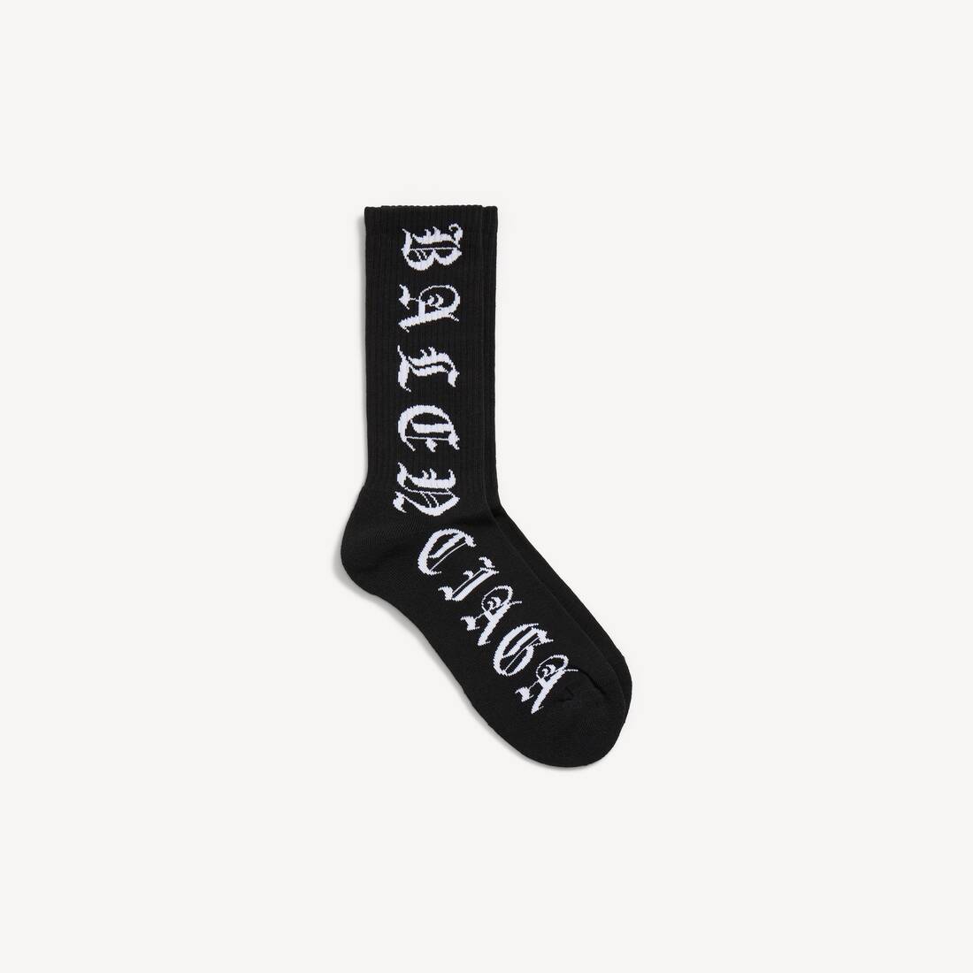 Calcetines para Hombres de Letra Negra Todo Terreno en Negro/Blanco