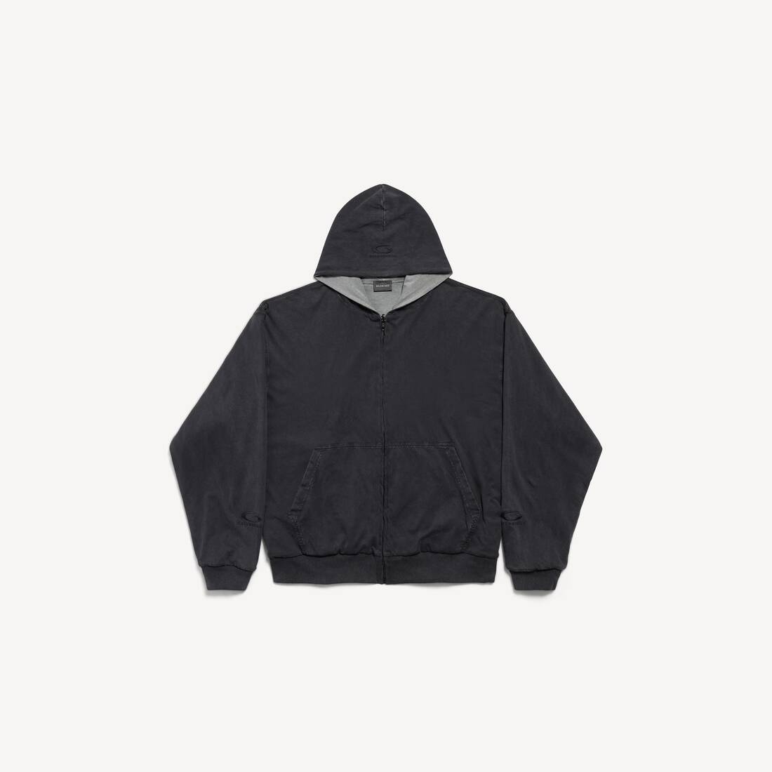 Chaqueta con capucha reversible de Balenciaga para hombre en gris/negro desgastado