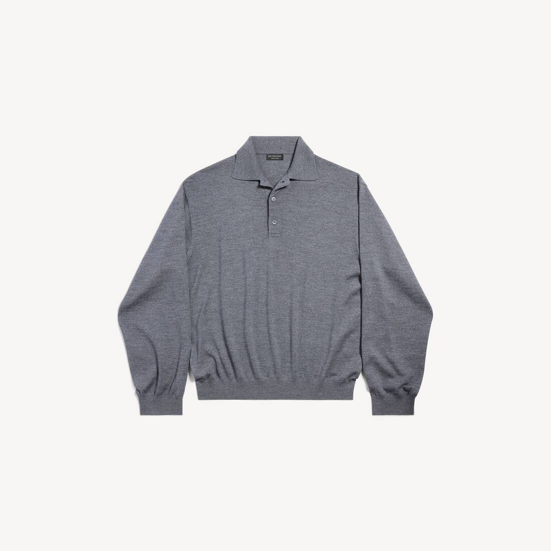 Suéter de cuello polo para hombre en gris arremolinado