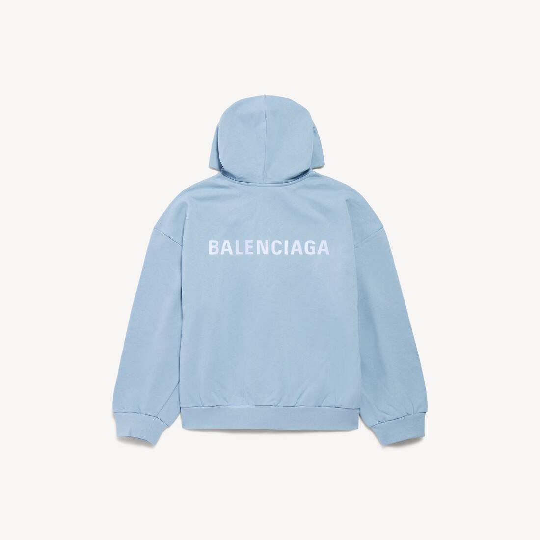 Hoodie con cremallera trasera de Balenciaga para hombre, corte regular en azul claro/blanco
