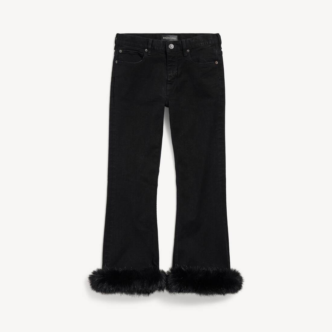 Pantalones Capri Abombachados con Pelo de Mujer en Negro
