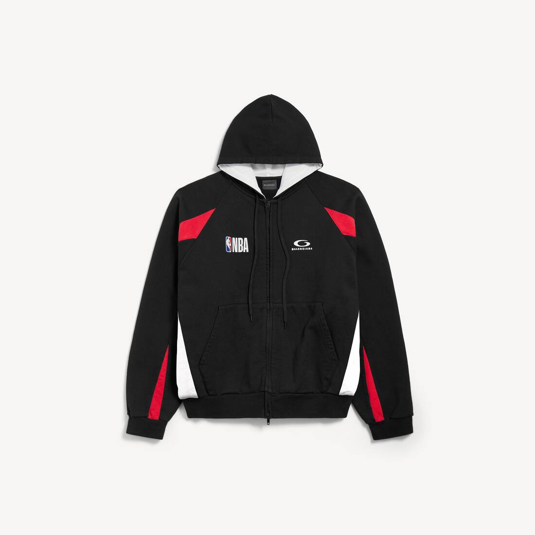 Hoodie oversize con cremallera de Balenciaga para hombre | Colaboración NBA en negro/multicolor