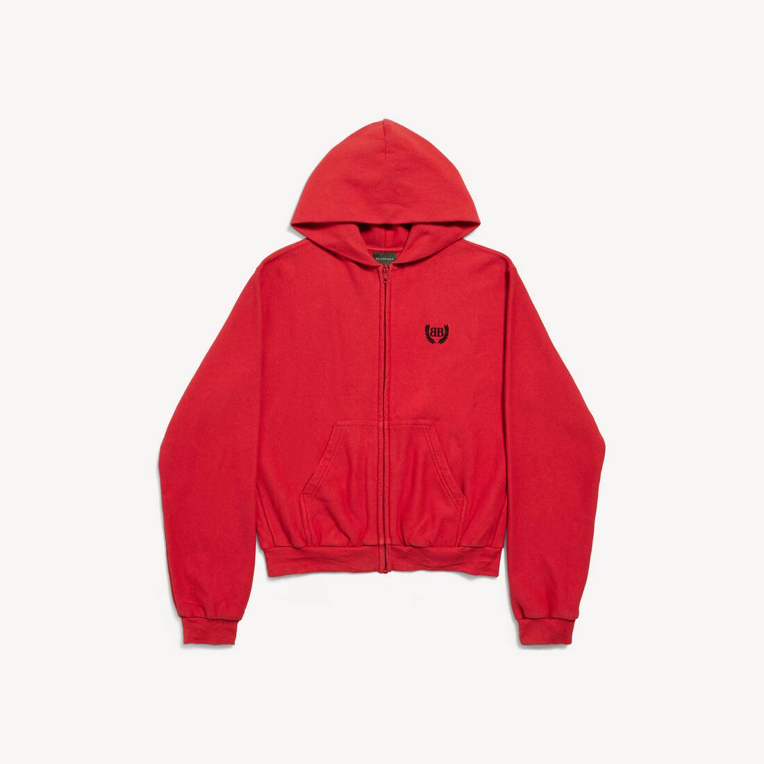 Chaqueta con capucha clásica Laurel para mujer de corte regular en rojo/negro