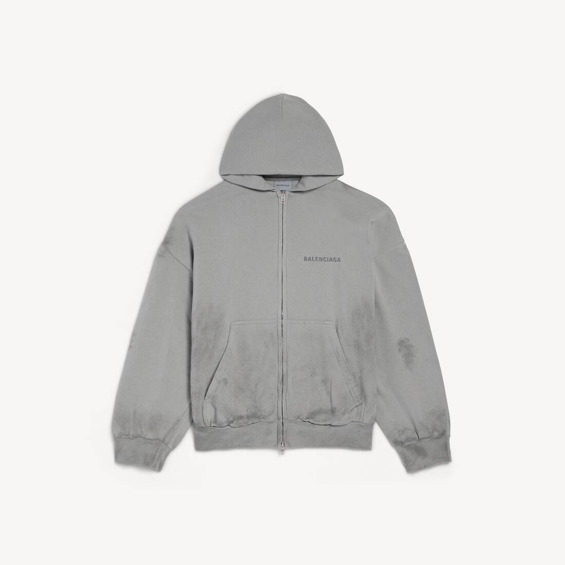 Sudadera con capucha regular de Balenciaga para hombre con cremallera trasera en gris Balenciaga