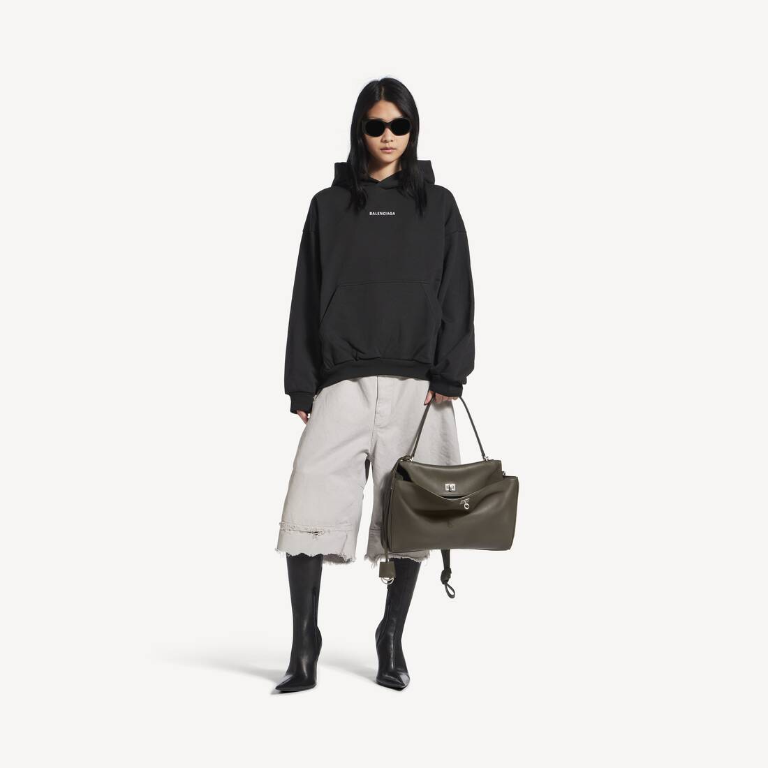 Nuevo hoodie con capucha trasera de Balenciaga, talla media, negro