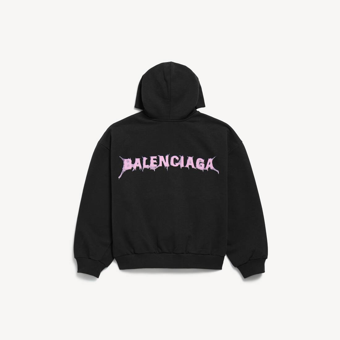 Hoodie con cremallera trasera DIY Balenciaga para hombre, corte regular en negro