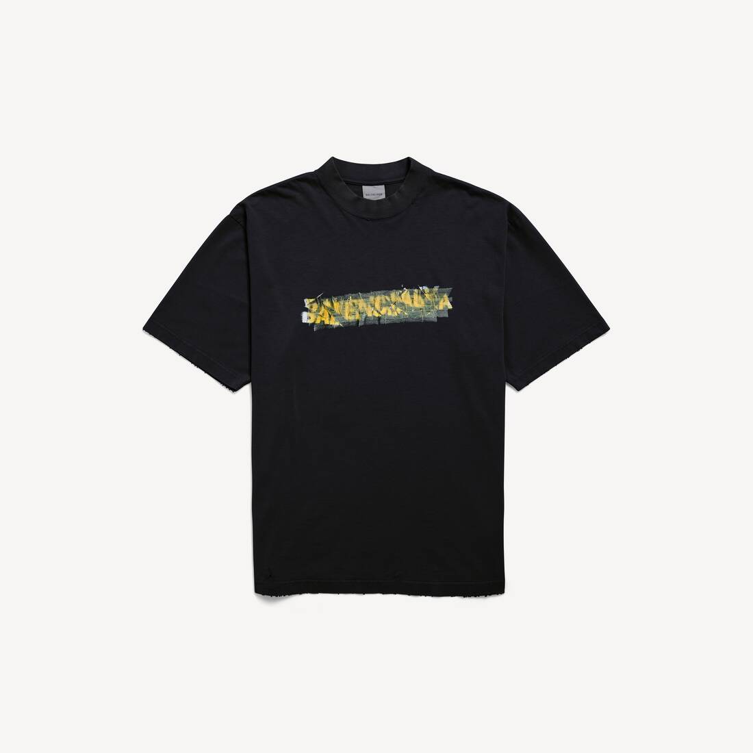 Camiseta de spray desordenado para hombre talla media en negro