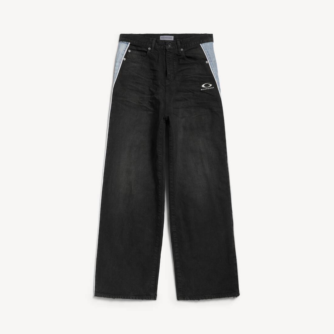 Pantalones de mezclilla con detalles de cinta para hombre en negro