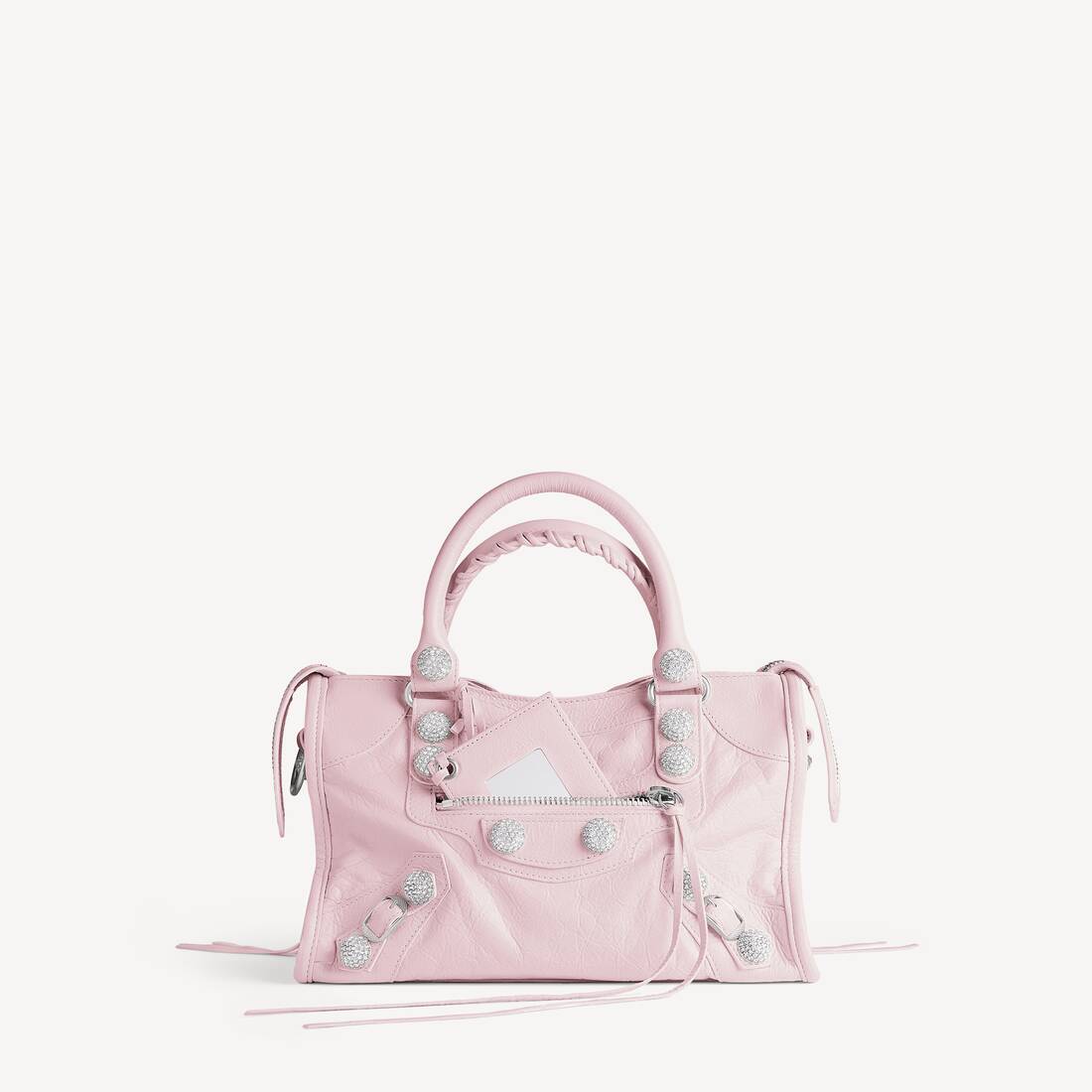 Bolso Le City para Mujer Pequeño con Clavos Gigantes y Cristales en Rosa Petalo
