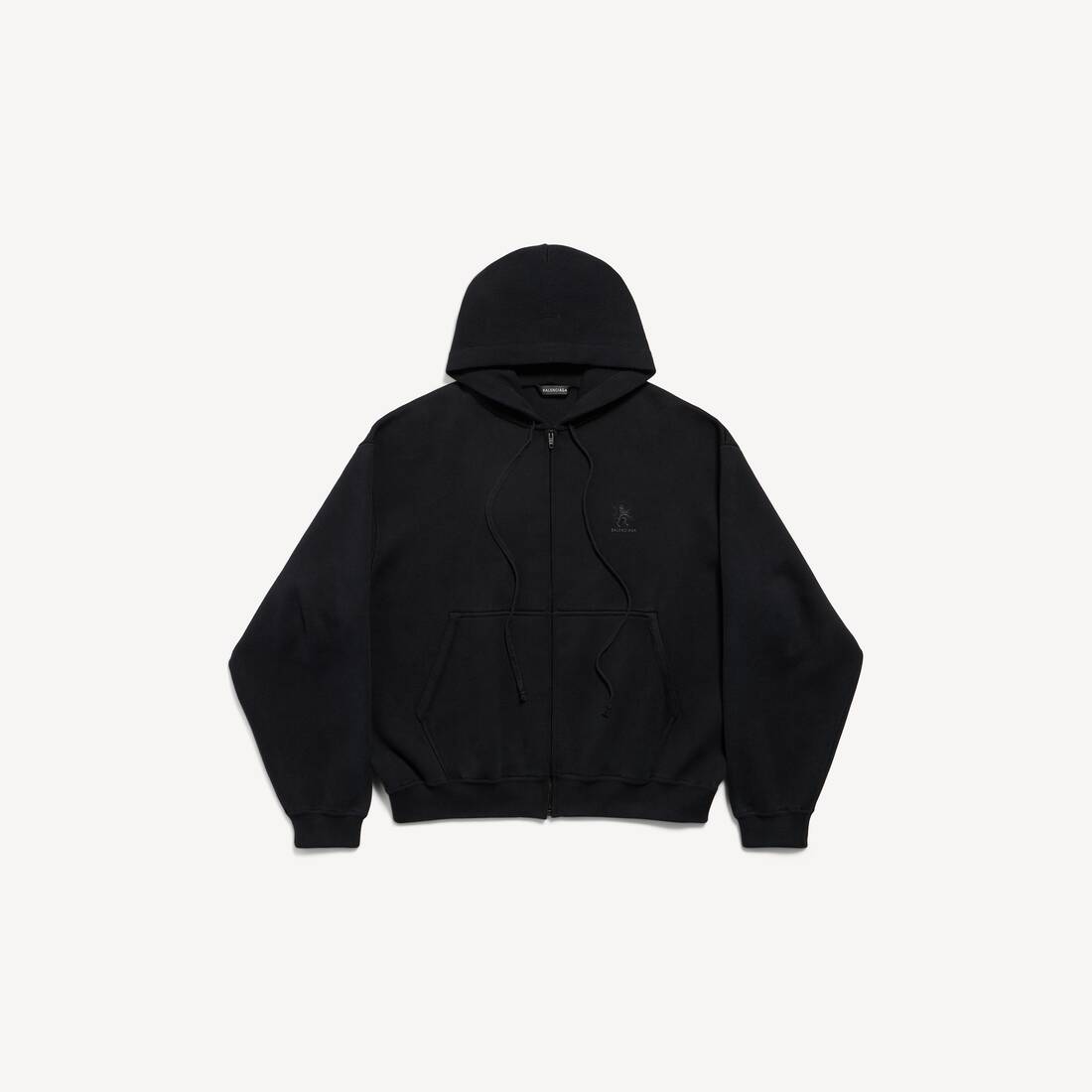Sudadera con capucha para hombre en negro con estampado de león