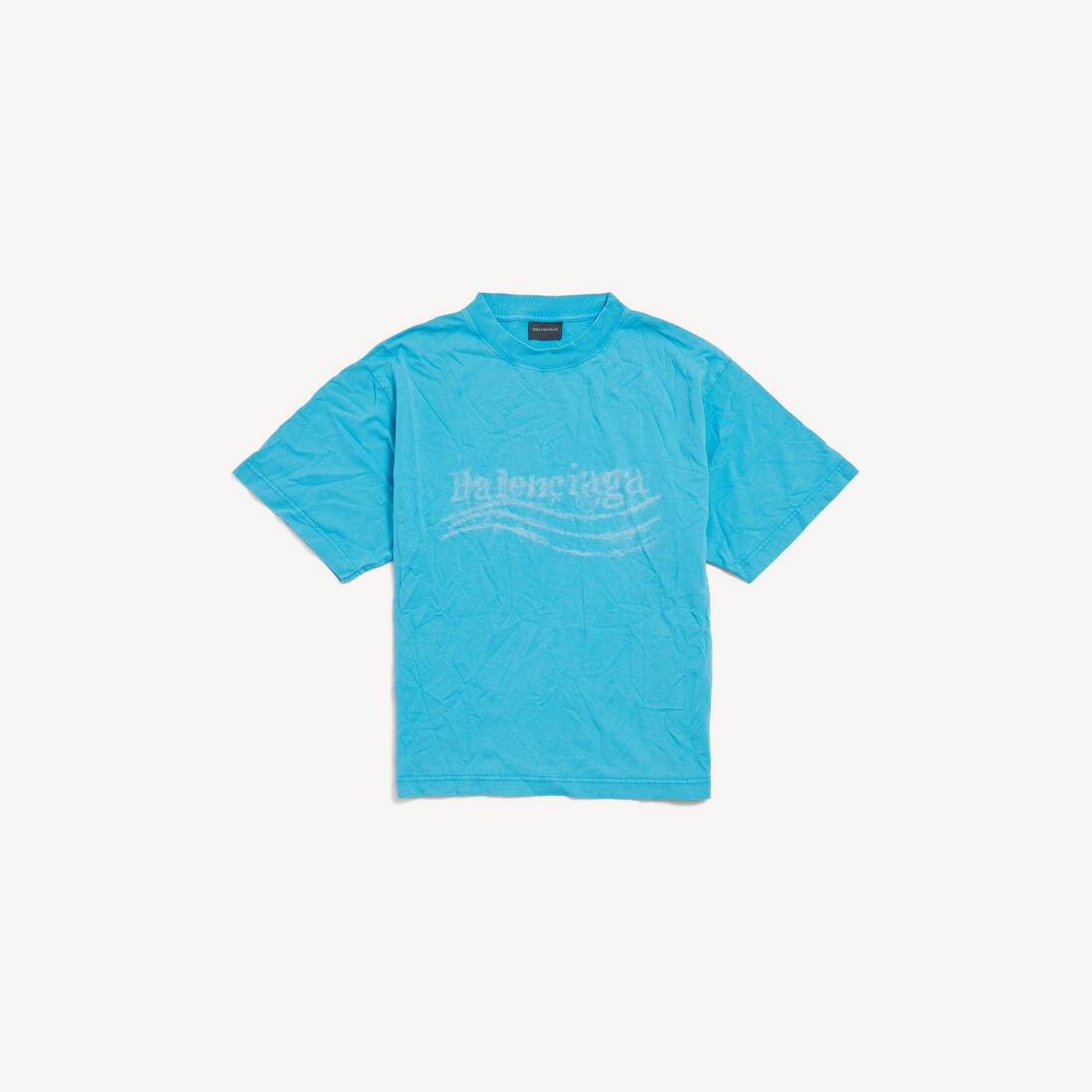 Camiseta política de crayón lavado para mujer, talla media en azul cielo