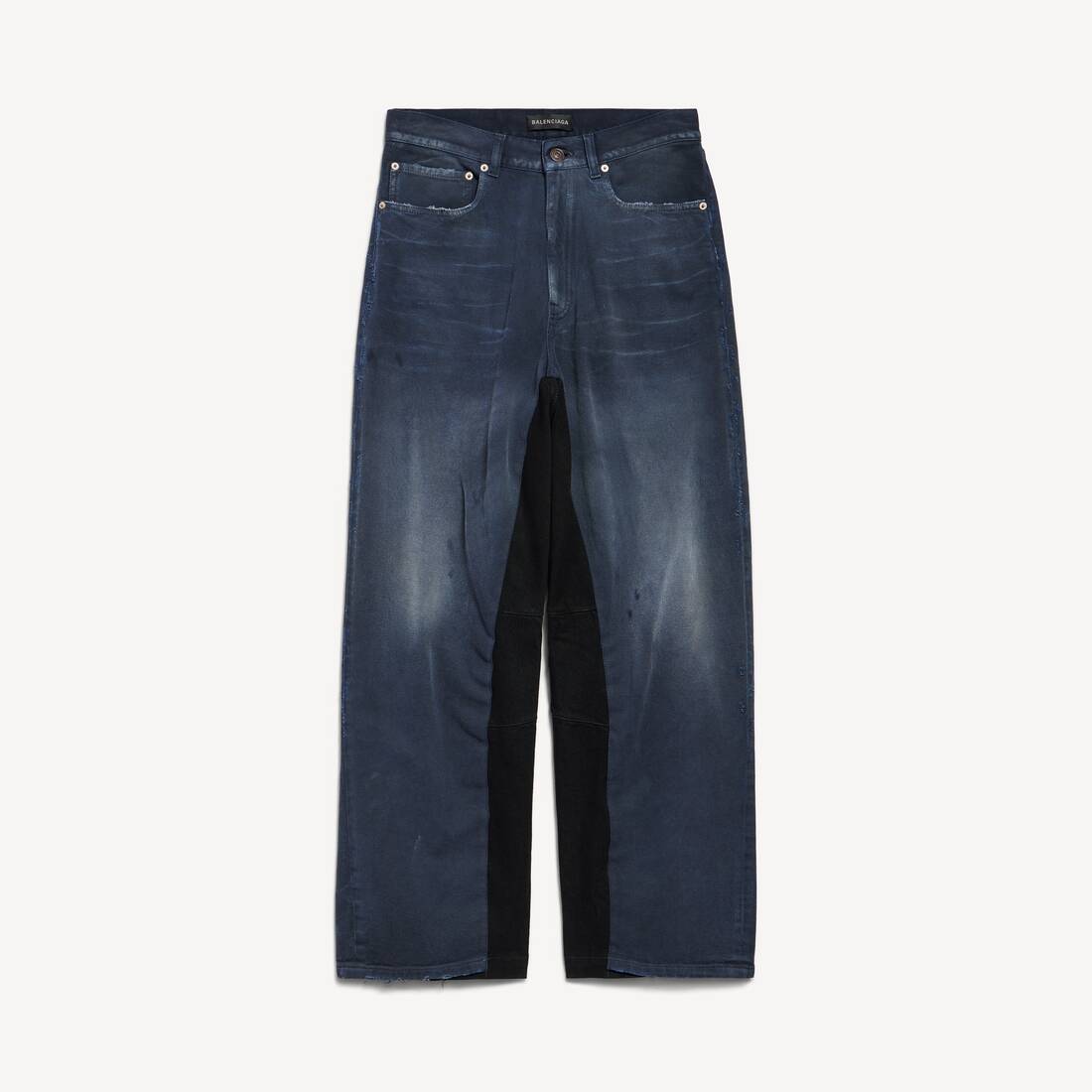 Pantalones holgados para hombre con parches en azul marino/azul oscuro sucio