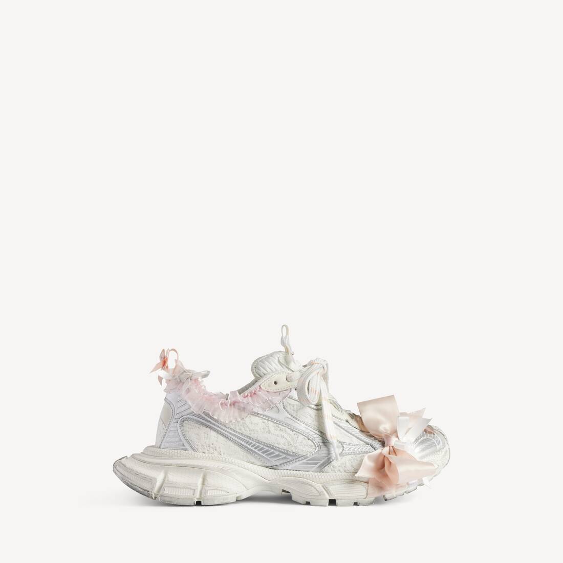 Zapatillas de lona para mujer 3XL en blanco/rosa claro