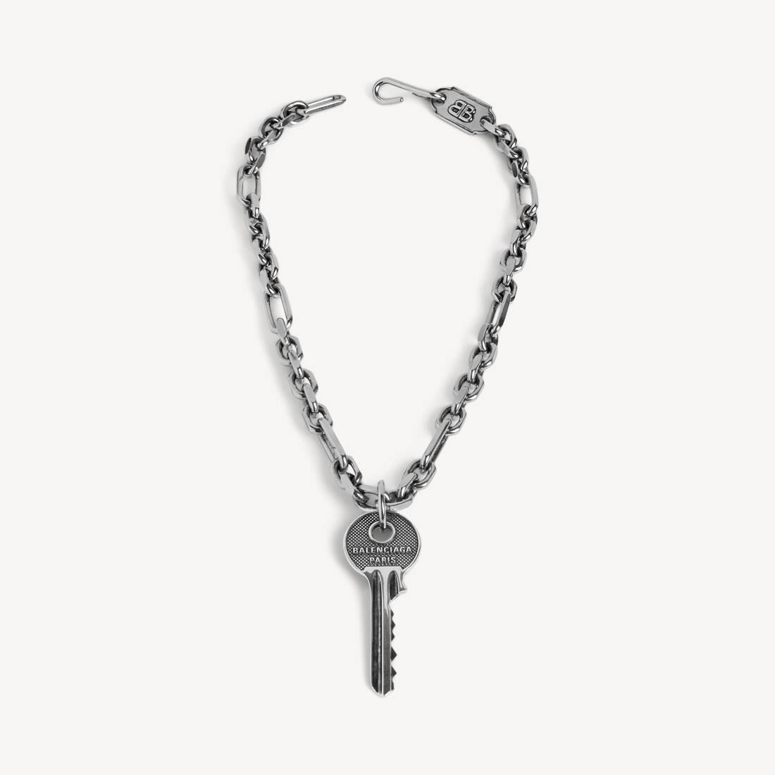 Collar delgado Neverlost para hombre en plata antigua