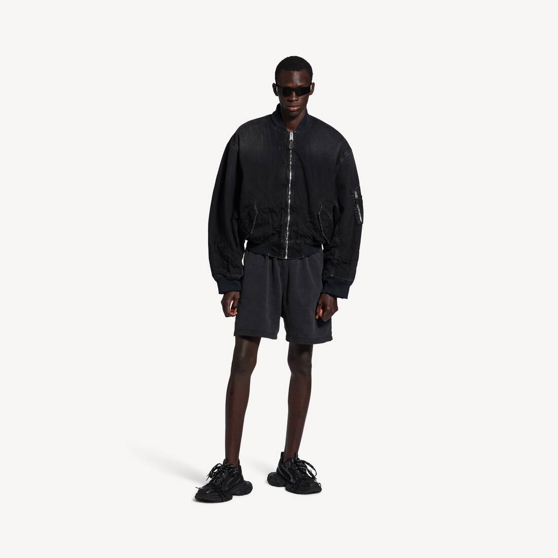 Bomber de Denim Estándar para Hombre en Negro