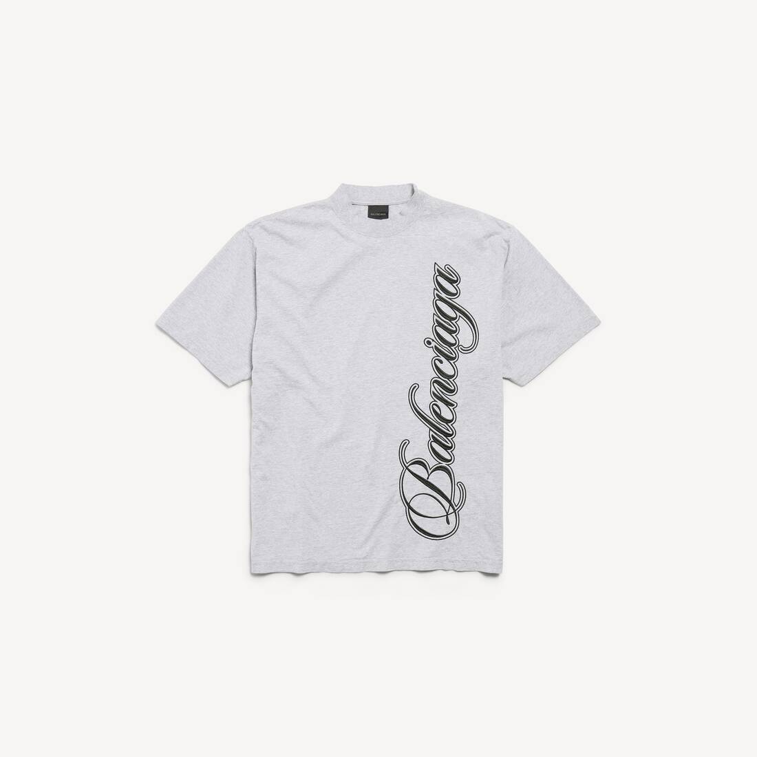 Camiseta masculina de letra cursiva, ajuste medio, gris claro/negro