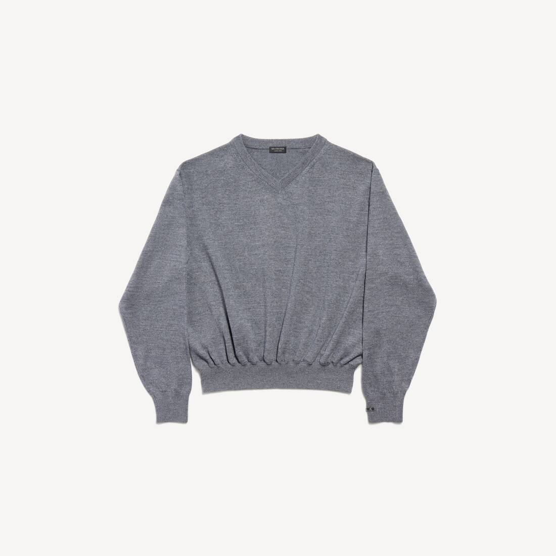 Sweater de cuello en V para mujer en gris heather