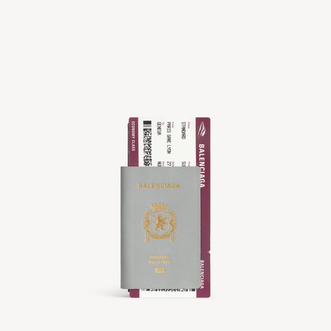 Cartera de Pasaporte para Hombre con 1 Ticket en Gris Balenciaga