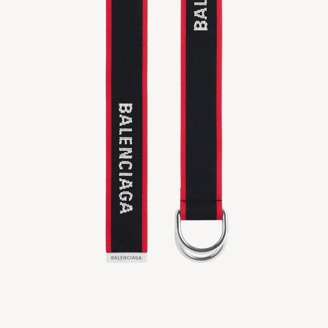 Cinturón para hombre con anillo D en negro/rojo