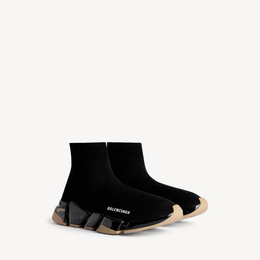 Zapatilla de mujer Speed 2.0 con suela completa transparente y tejido reciclado en negro/marrón