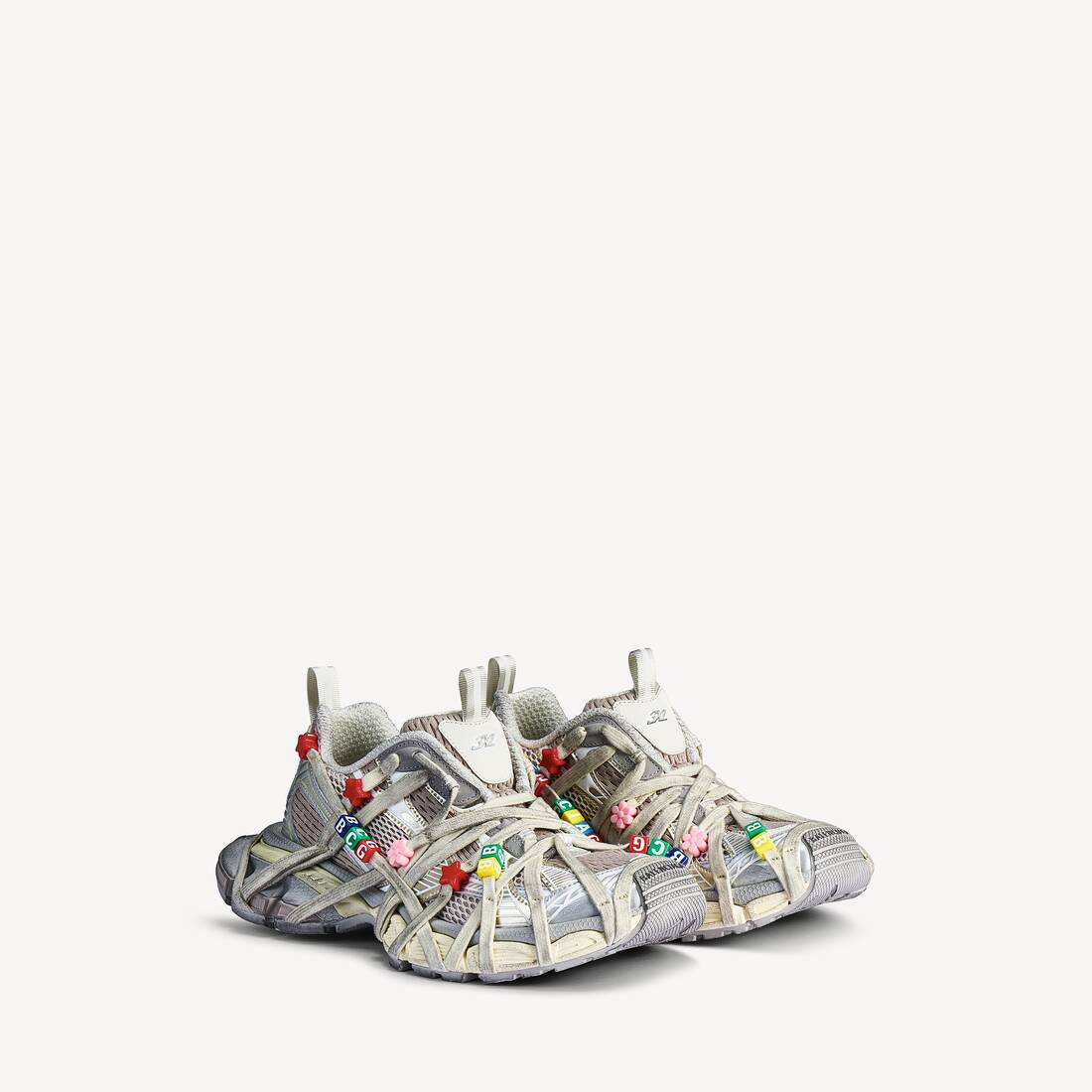 Zapatilla de cordones extremo para hombre 3XL en blanco perla/multicolor