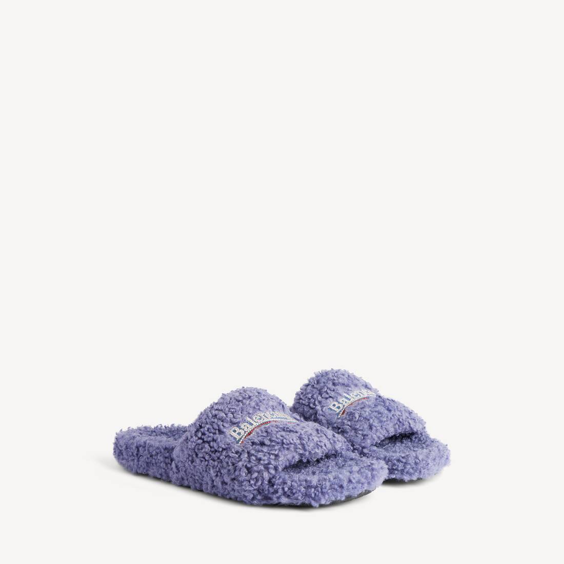 Mule abierta de pelo para mujer en hortensia/cristal/rojo