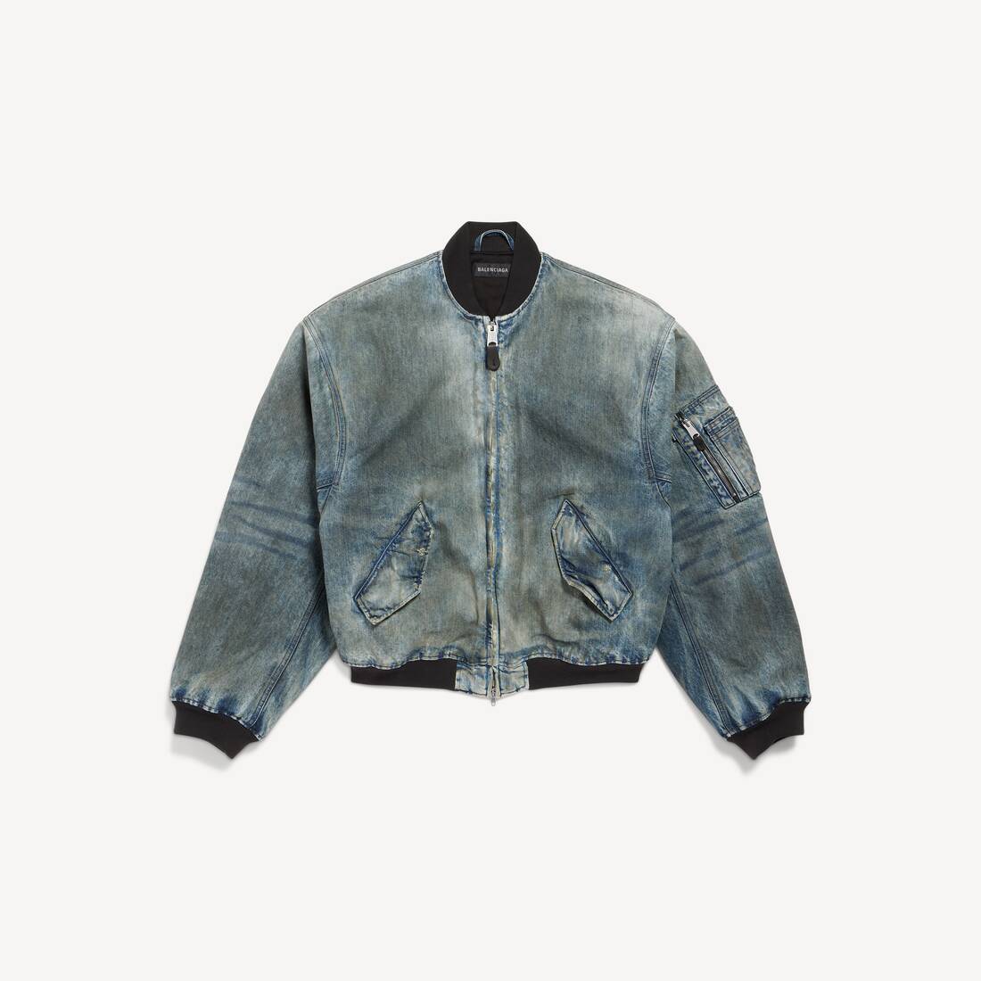 Chaqueta bomber estándar para hombre en gris sucio/azul claro