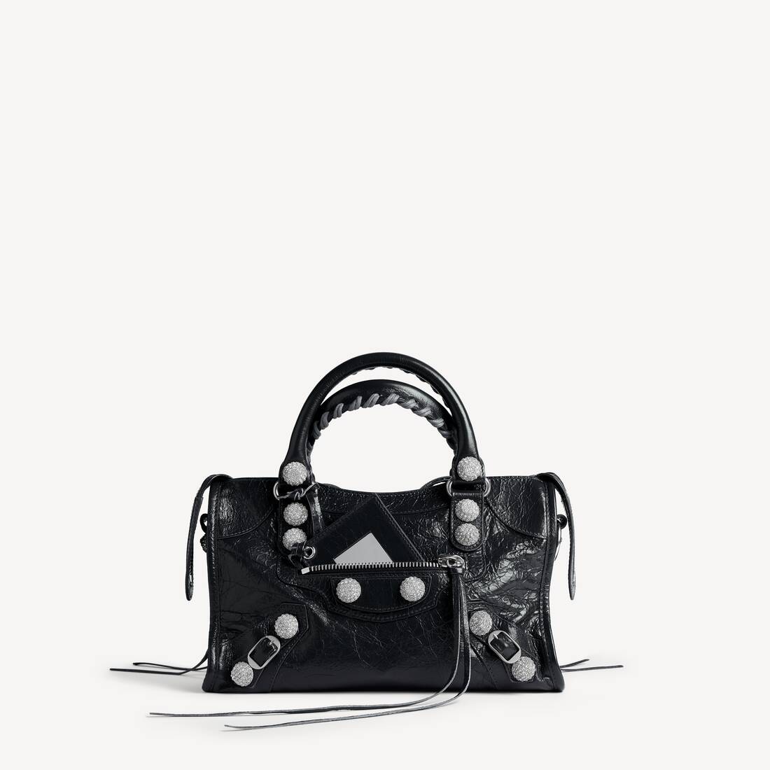Bolso Le City para Mujer Pequeño con Clavos Gigantes y Cristales en Negro