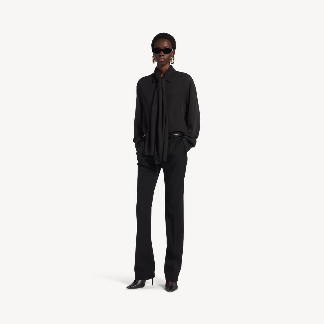 Camisa de pañuelo para mujer en negro