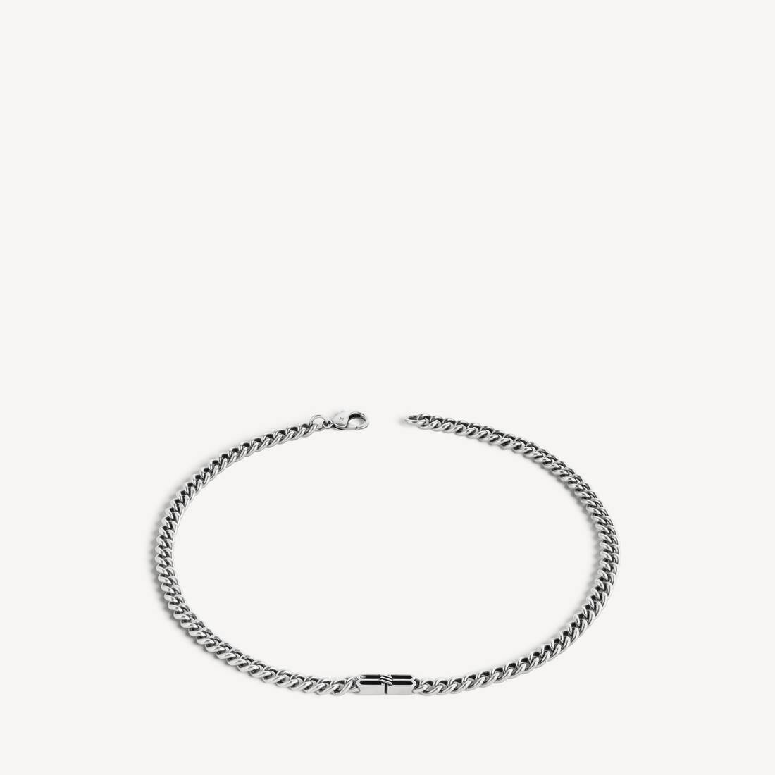 Collar delgado Bb Icon para hombre en plata antigua