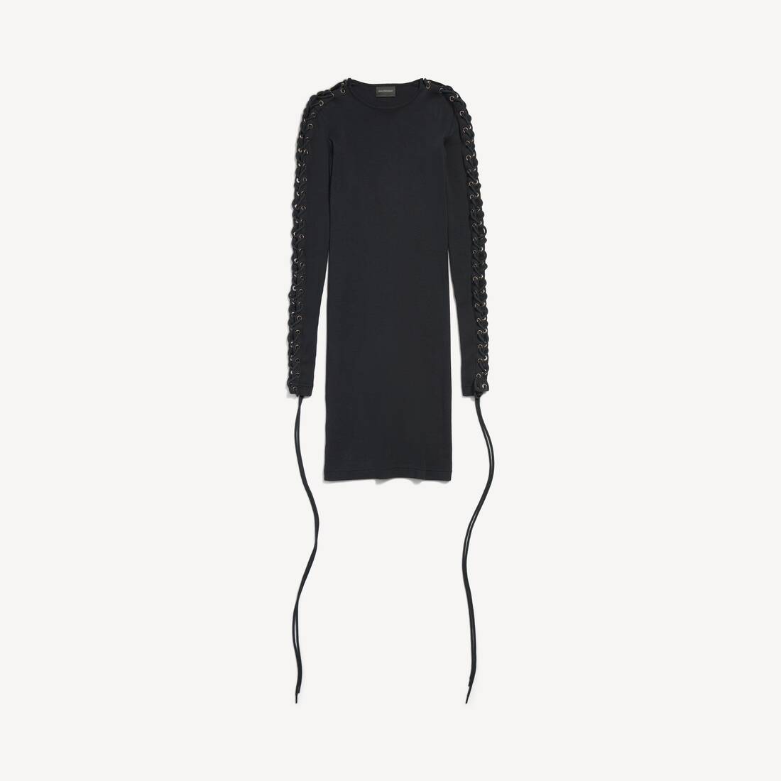 Vestido largo de manga larga con cordones para mujer en negro