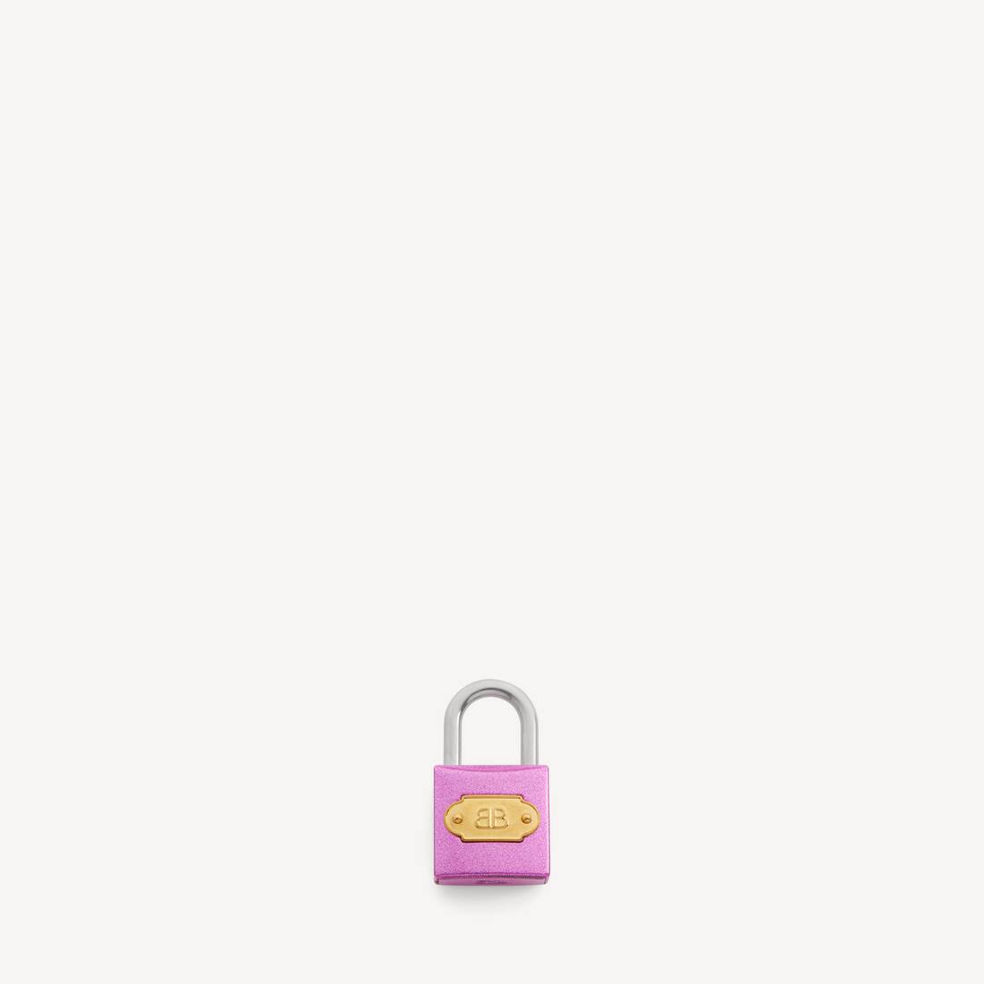 Collarín/llavero de candado BB para mujer en rosa/acero barnizado y herrajes dorados envejecidos