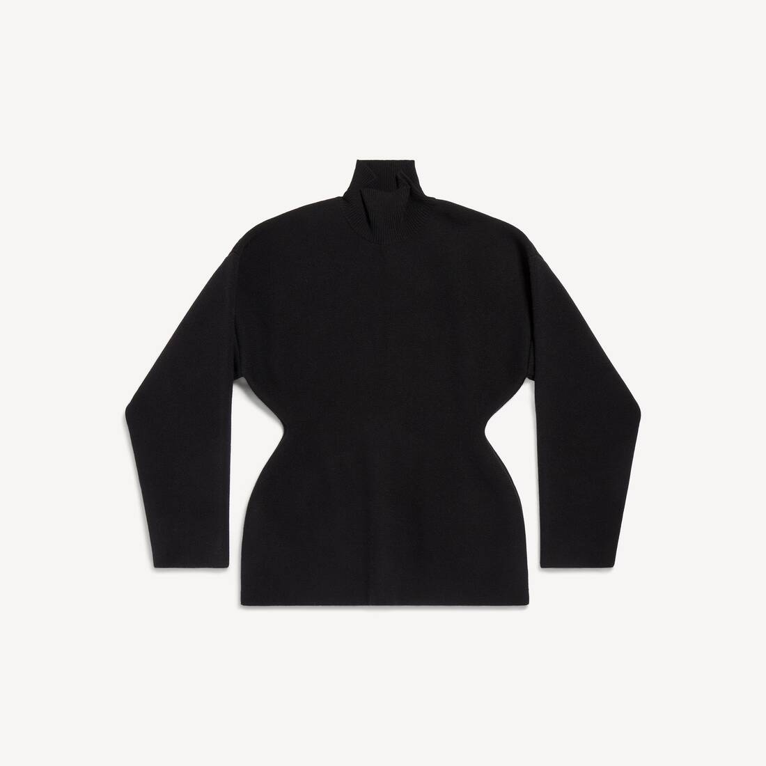 Sudadera de cuello vuelto en forma de reloj de arena para mujer en negro
