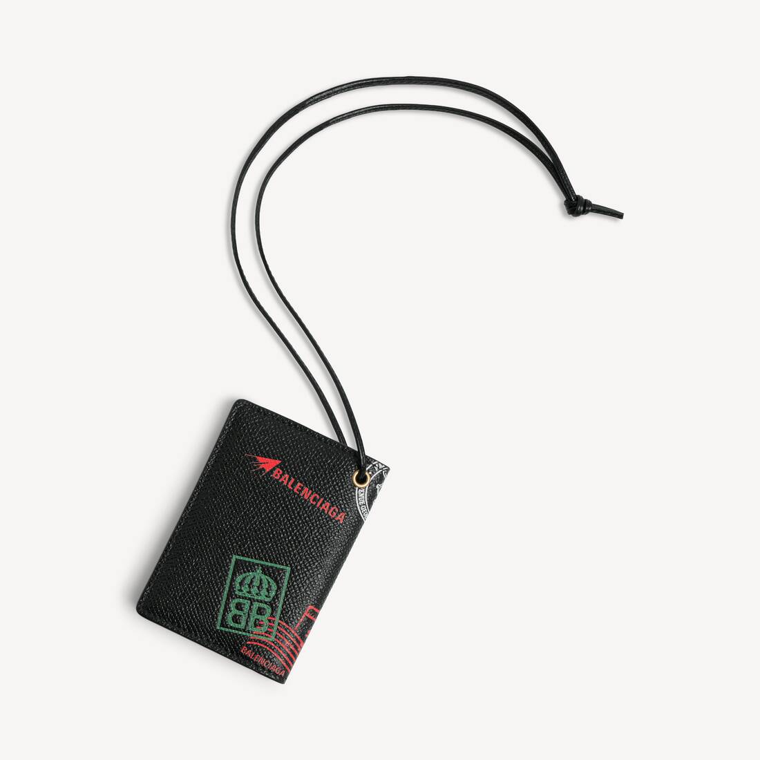 Colgante para titular de pasaporte para hombre en negro/multicolor