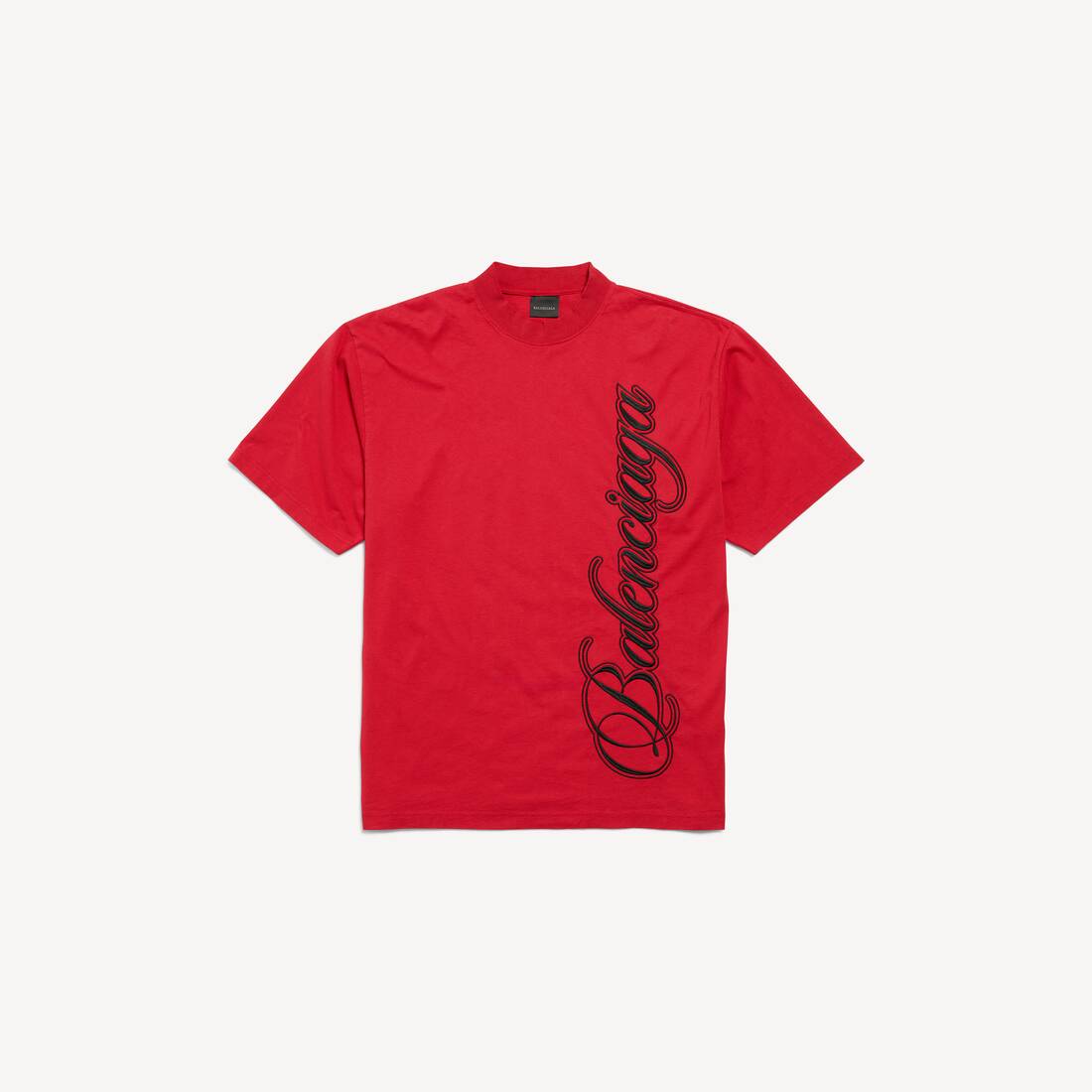 Camiseta masculina de letra cursiva talla media en rojo/negro