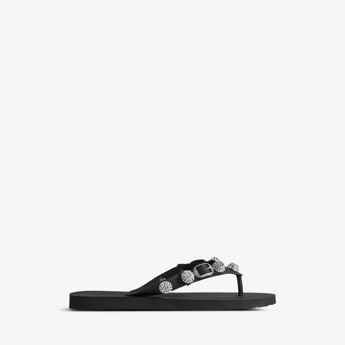 Sandalias de tiras para mujer Cagole en negro/cristal