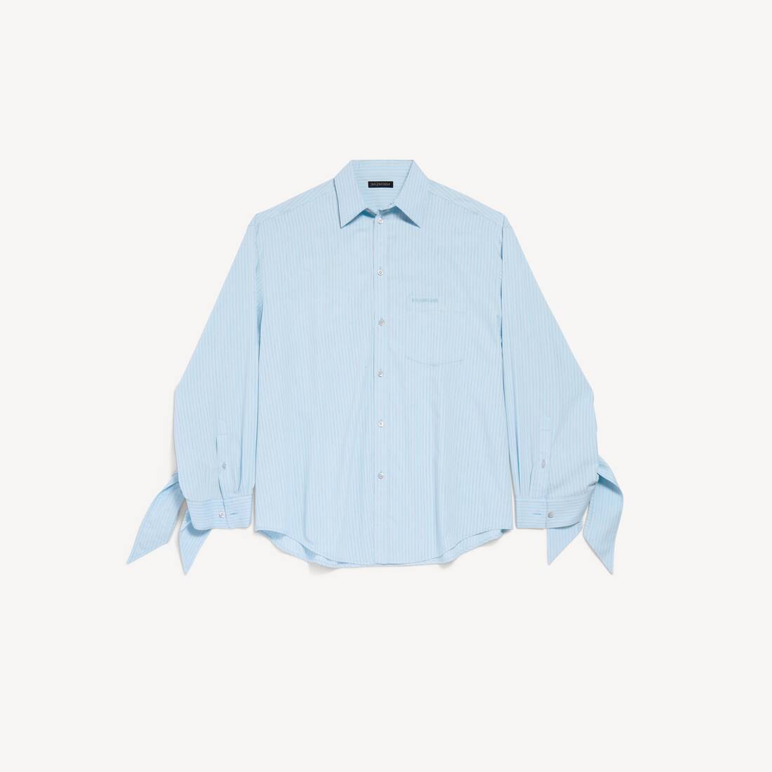 Blusa para mujer con puños anudados en azul/blanco
