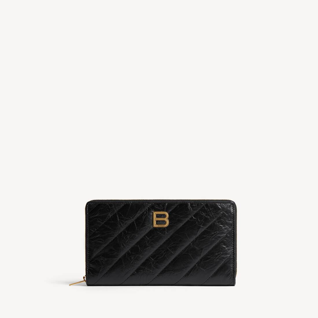 Billetera Continental Crush para Mujer Acabado en Cuero de Becerro Rizado Negro