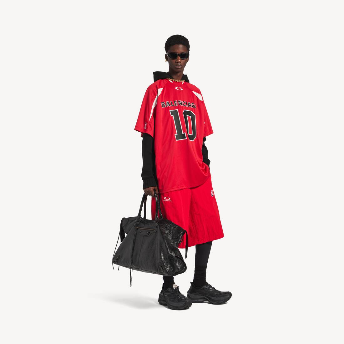 Camiseta Oversized de Balenciaga para Hombre | Colaboración NBA en Rojo